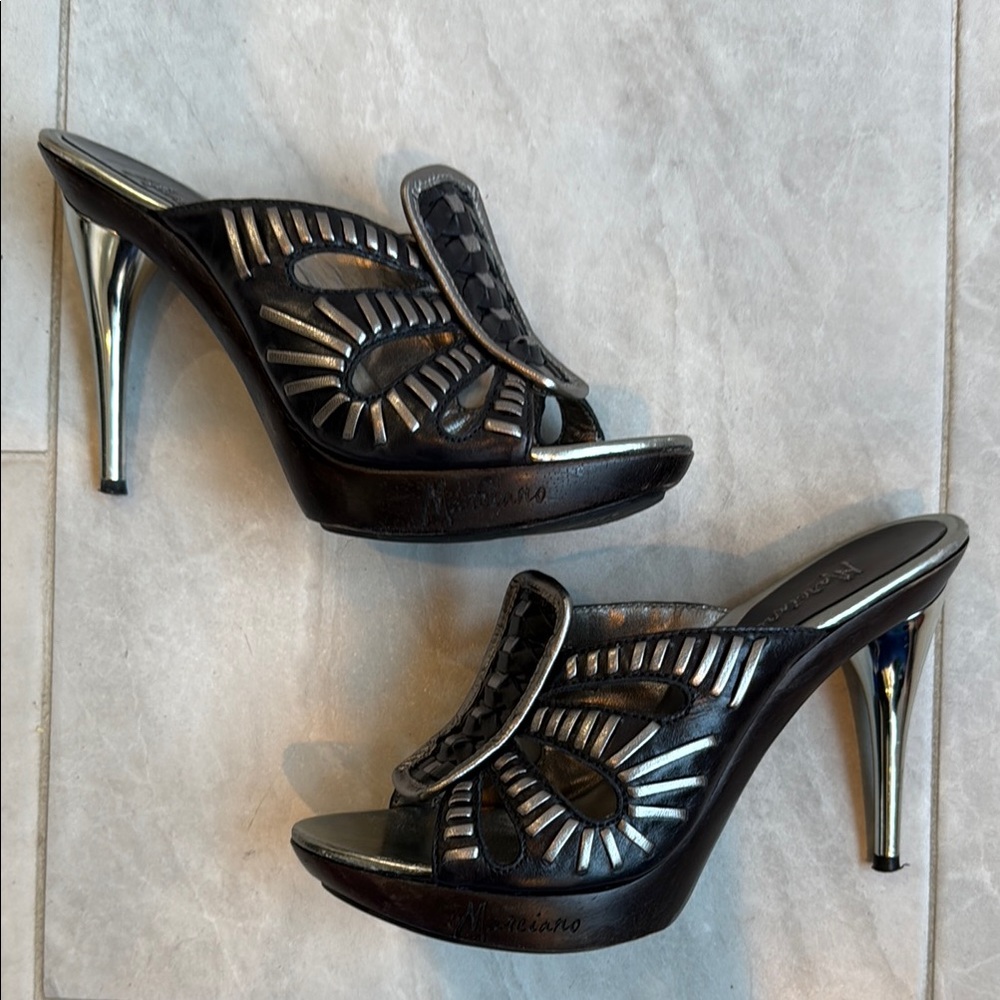 Vintage Marciano Black and Silver Heels